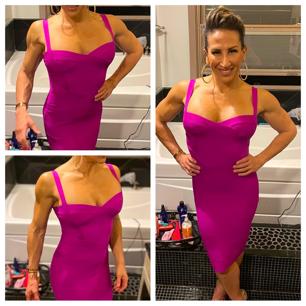 Bright fuchsia bodycon midi / size 4 /6